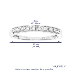 /10 cttw Diamond Wedding Band for Women, Round Lab Grown Diamond Wedding Band in .925 Sterling Silver, Prong Setting, Size 6-8