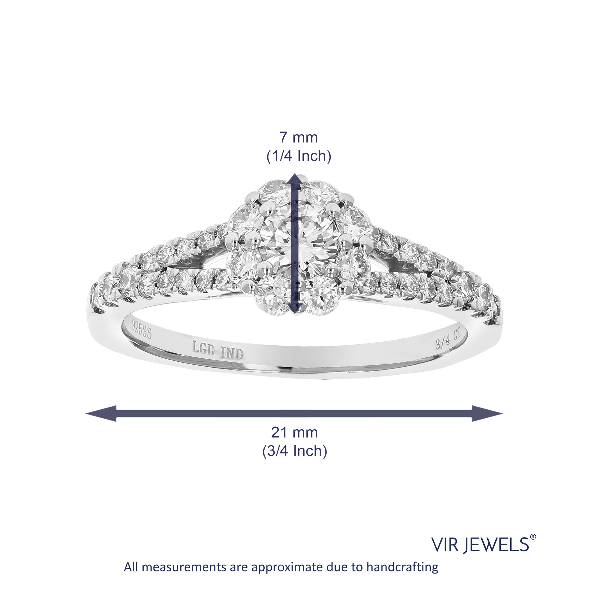 3/4 cttw Round Cut Lab Grown Diamond Engagement Ring 35 Stones .925 Sterling Silver Prong Set