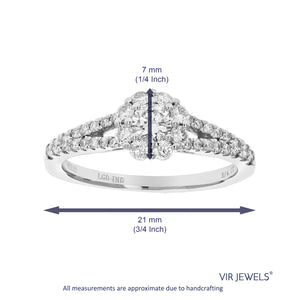 3/4 cttw Round Cut Lab Grown Diamond Engagement Ring 35 Stones .925 Sterling Silver Prong Set