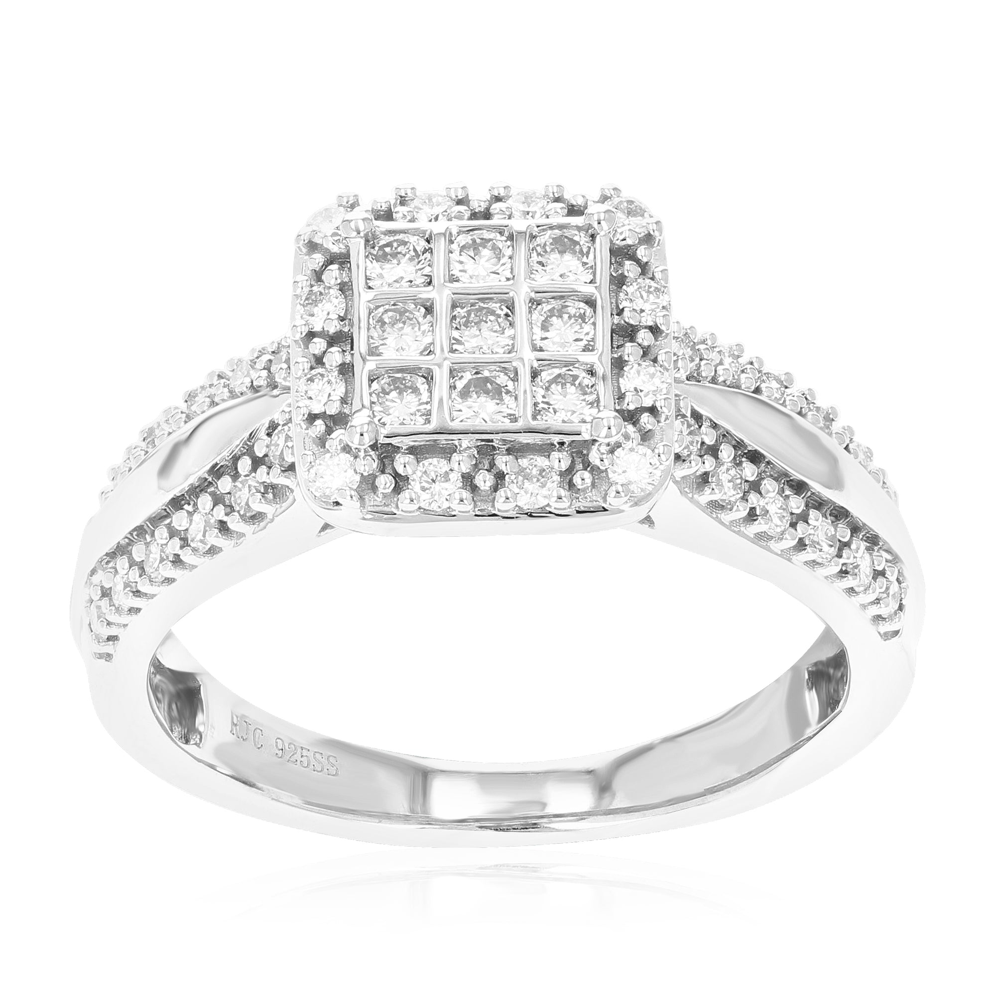 1/2 cttw Diamond Engagement Ring for Women, Round Lab Grown Diamond Ring in 0.925 Sterling Silver, Prong Setting, Size 6-8