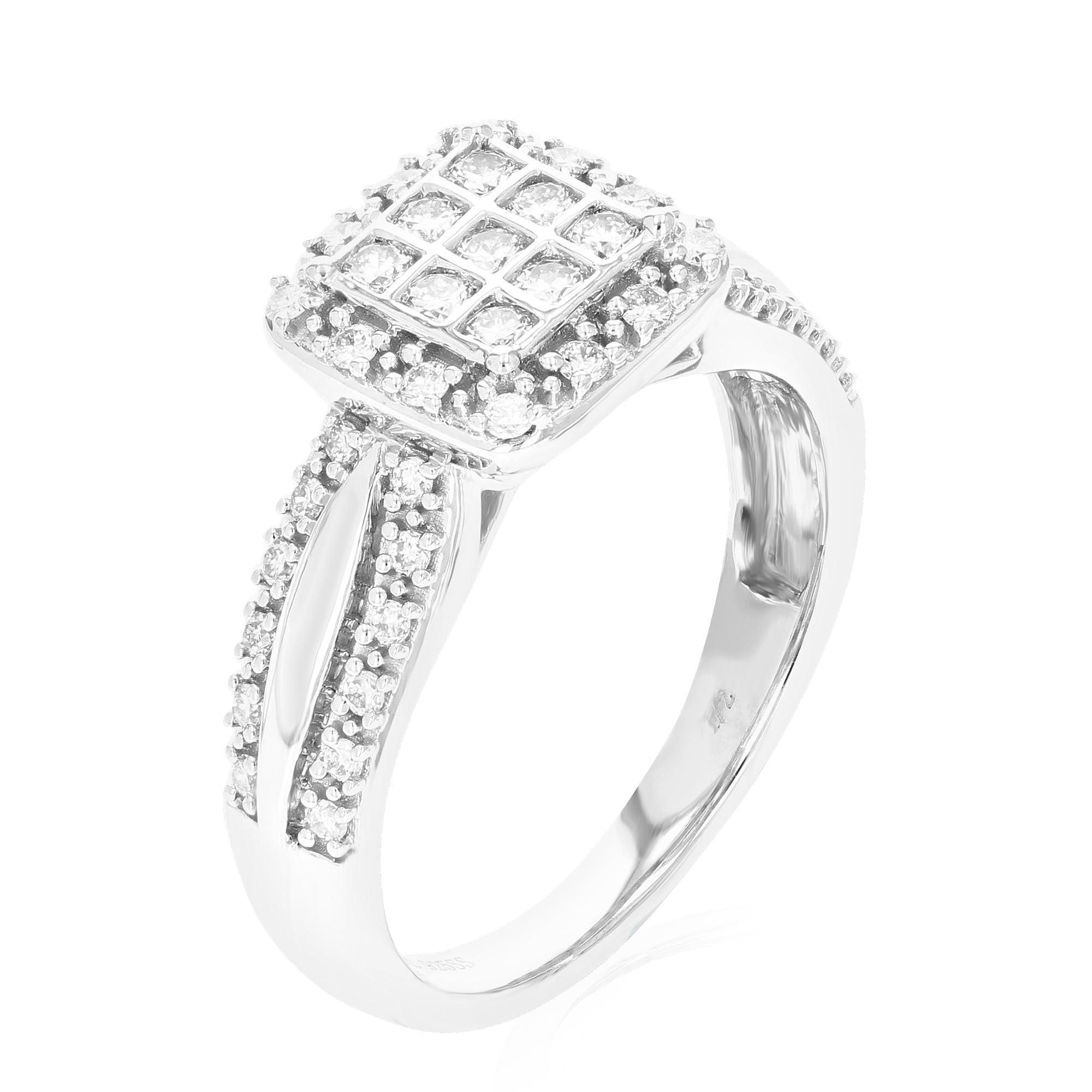 1/2 cttw Diamond Engagement Ring for Women, Round Lab Grown Diamond Ring in 0.925 Sterling Silver, Prong Setting, Size 6-8