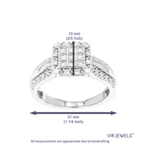 1/2 cttw Diamond Engagement Ring for Women, Round Lab Grown Diamond Ring in 0.925 Sterling Silver, Prong Setting, Size 6-8