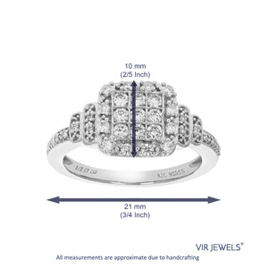 1/2 cttw Round Cut Lab Grown Diamond Engagement Ring 35 Stones .925 Sterling Silver Prong Set