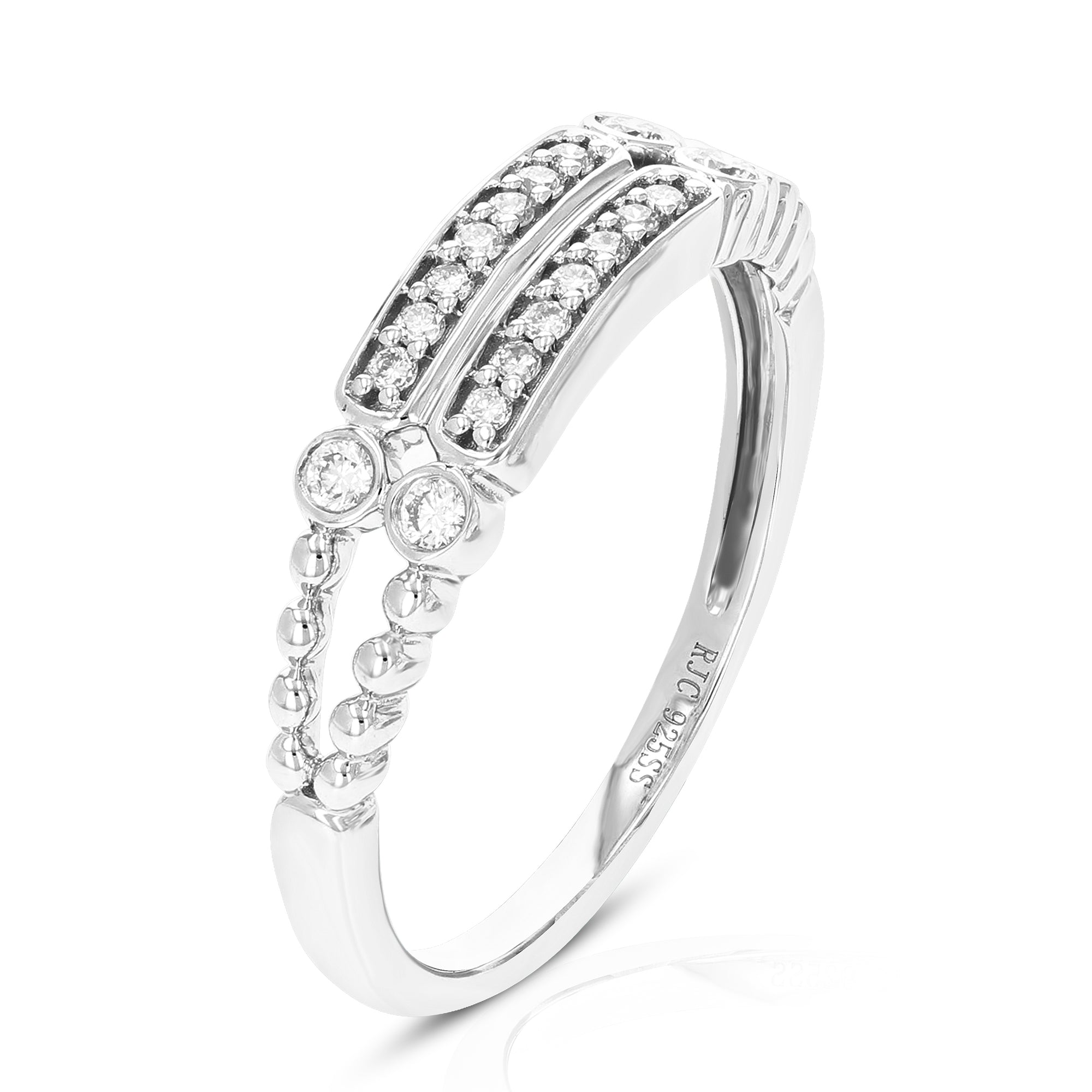 1/5 cttw Diamond Engagement Ring for Women, Round Lab Grown Diamond Ring in 0.925 Sterling Silver, Prong Setting, Size 6-8