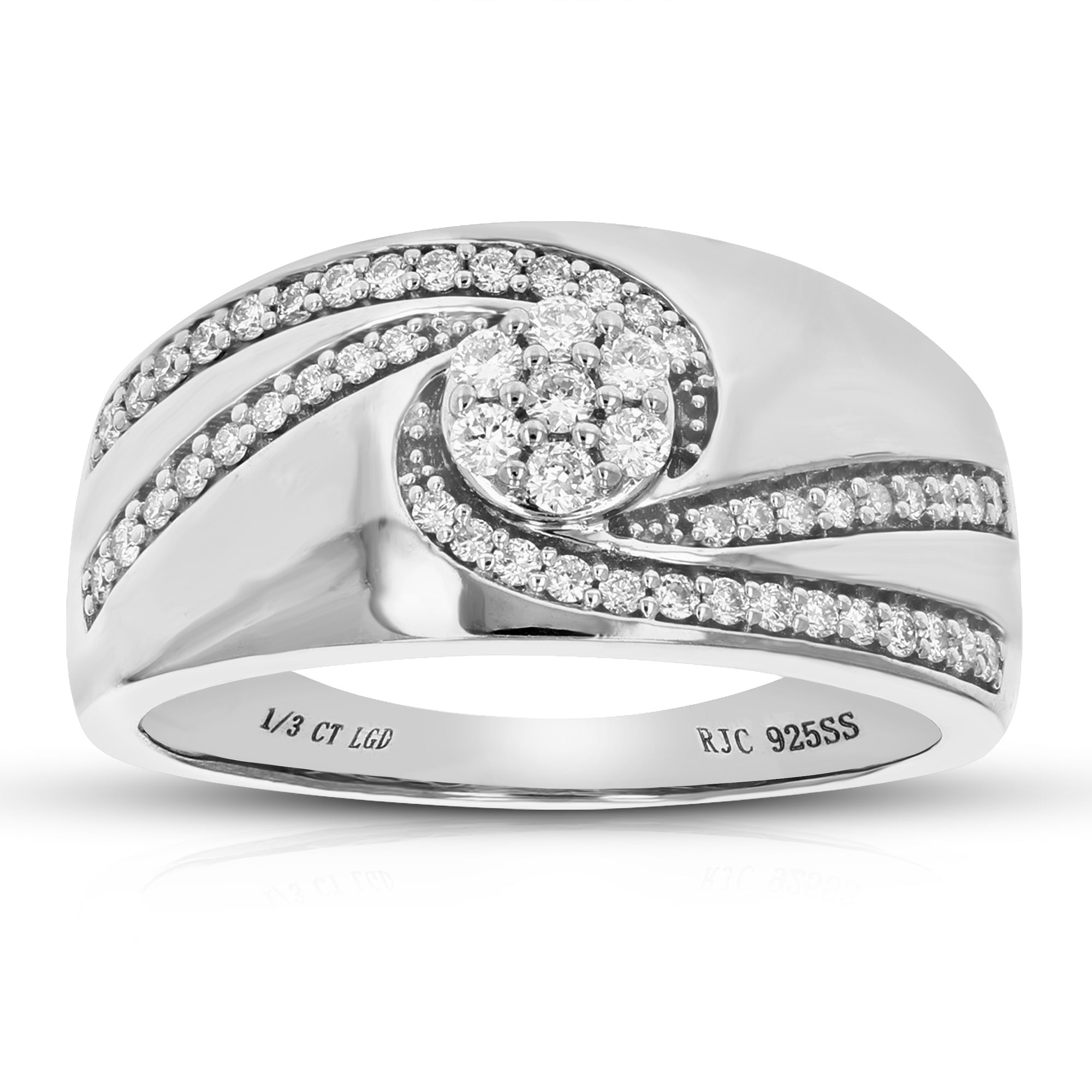 1/3 cttw Round Cut Lab Grown Diamond Wedding Band 53 Stones .925 Sterling Silver Prong Set