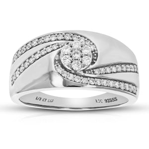 1/3 cttw Round Cut Lab Grown Diamond Wedding Band 53 Stones .925 Sterling Silver Prong Set