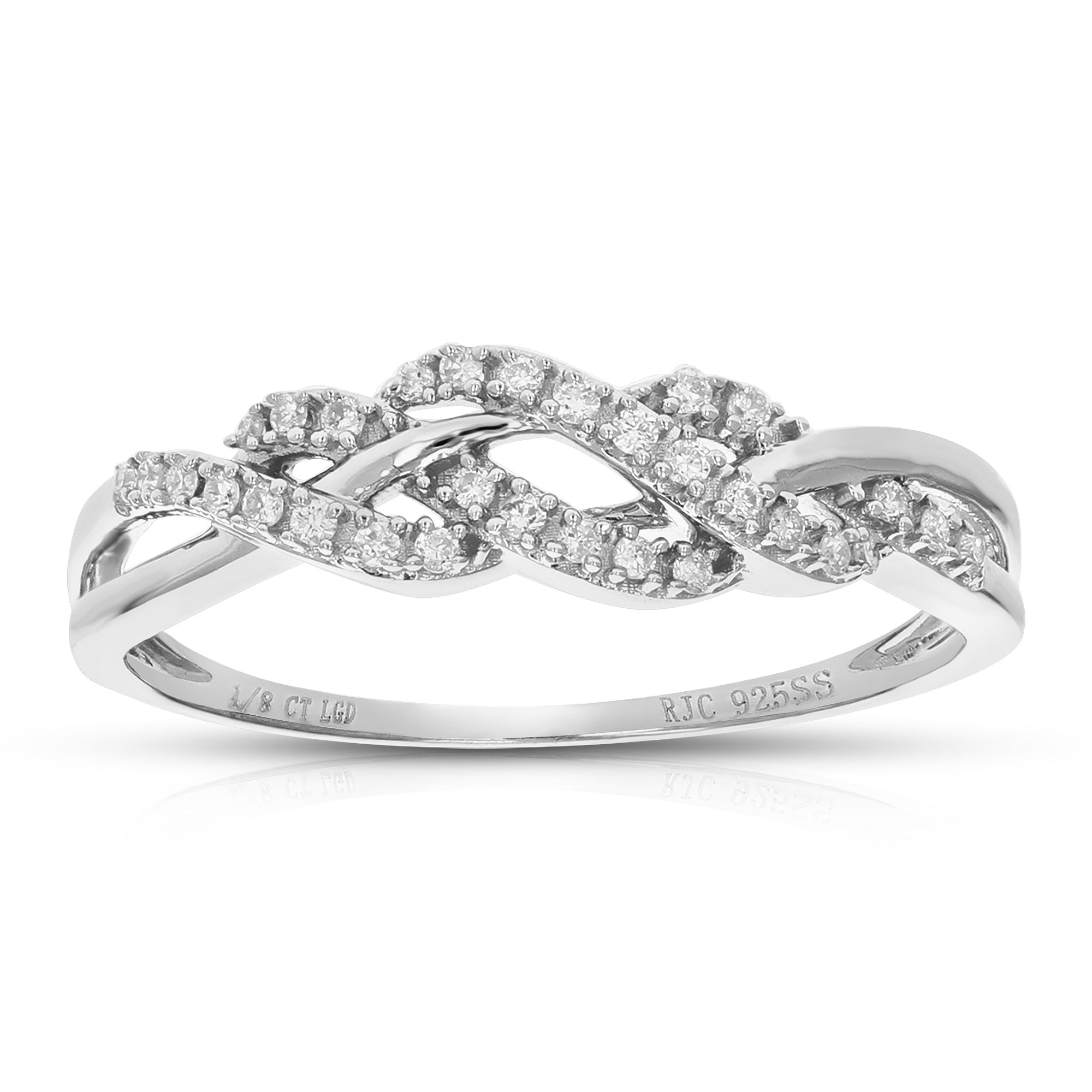 1/8 cttw Round Cut Lab Grown Diamond Wedding Band 31 Stones .925 Sterling Silver Prong Set