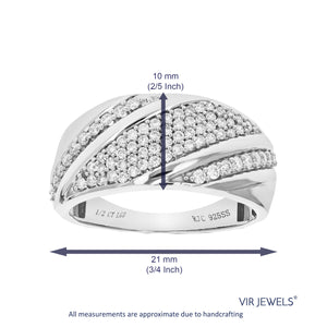 1/2 cttw Round Cut Lab Grown Diamond Wedding Band 74 Stones .925 Sterling Silver Prong Set
