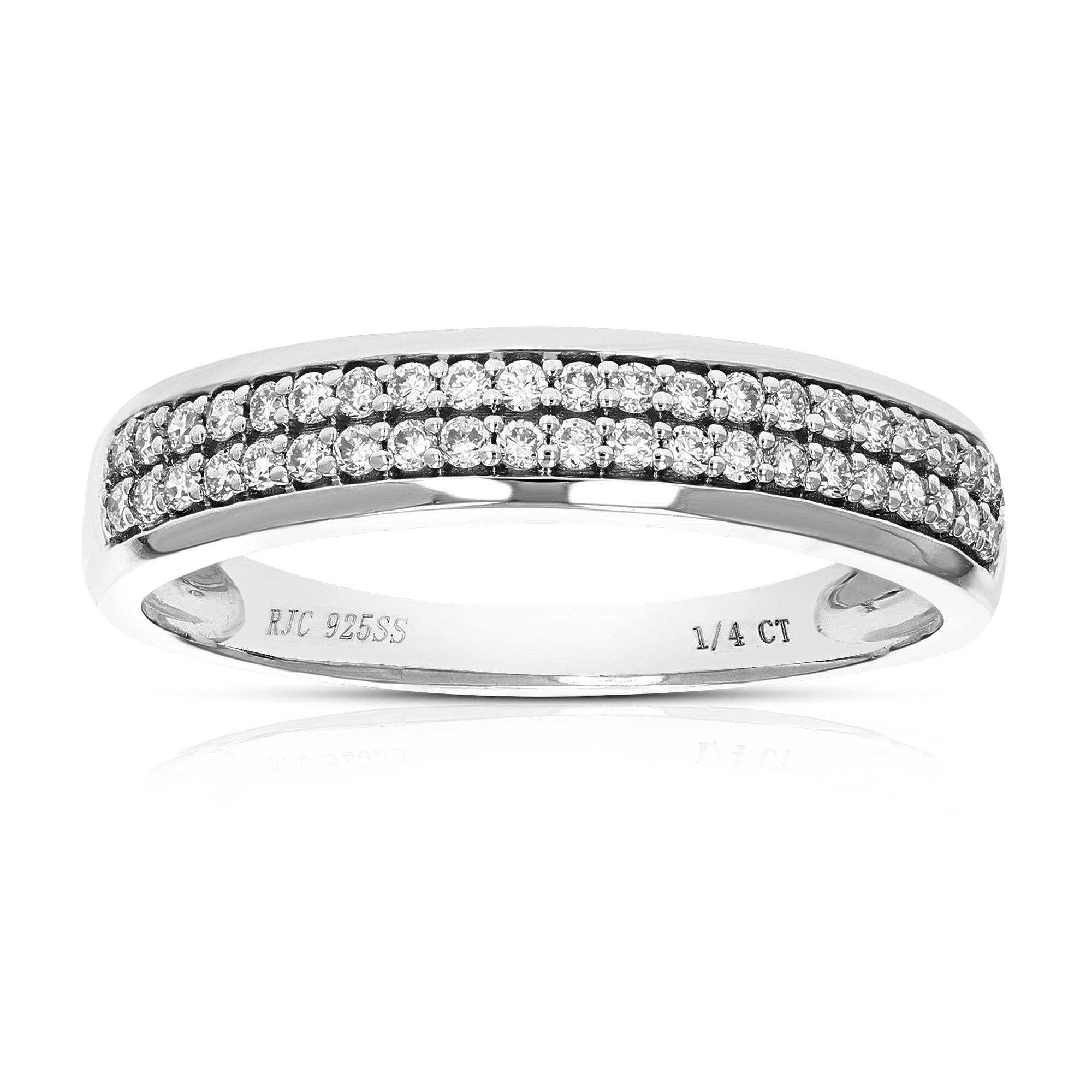 1/4 cttw Diamond Wedding Band for Women, Round Lab Grown Diamond Wedding Band in .925 Sterling Silver, Prong Setting, Size 6-8