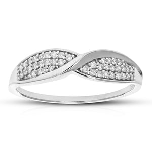 1/6 cttw Round Cut Lab Grown Diamond Wedding Band 42 Stones .925 Sterling Silver Prong Set