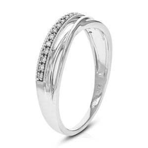 1/12 cttw Round Cut Lab Grown Diamond Wedding Band 17 Stones .925 Sterling Silver Prong Set