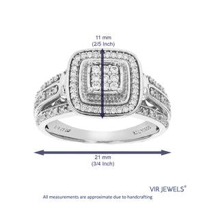 1/3 cttw Round Cut Lab Grown Diamond Engagement Ring 67 Stones .925 Sterling Silver Prong Set