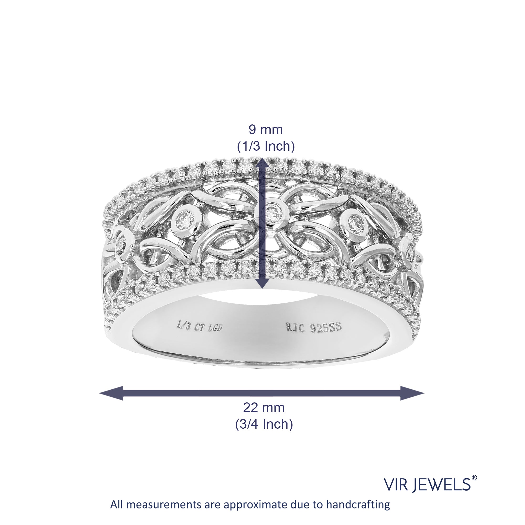 1/3 cttw Round Cut Lab Grown Diamond Wedding Band 61 Stones .925 Sterling Silver Prong Set