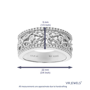 1/3 cttw Round Cut Lab Grown Diamond Wedding Band 61 Stones .925 Sterling Silver Prong Set