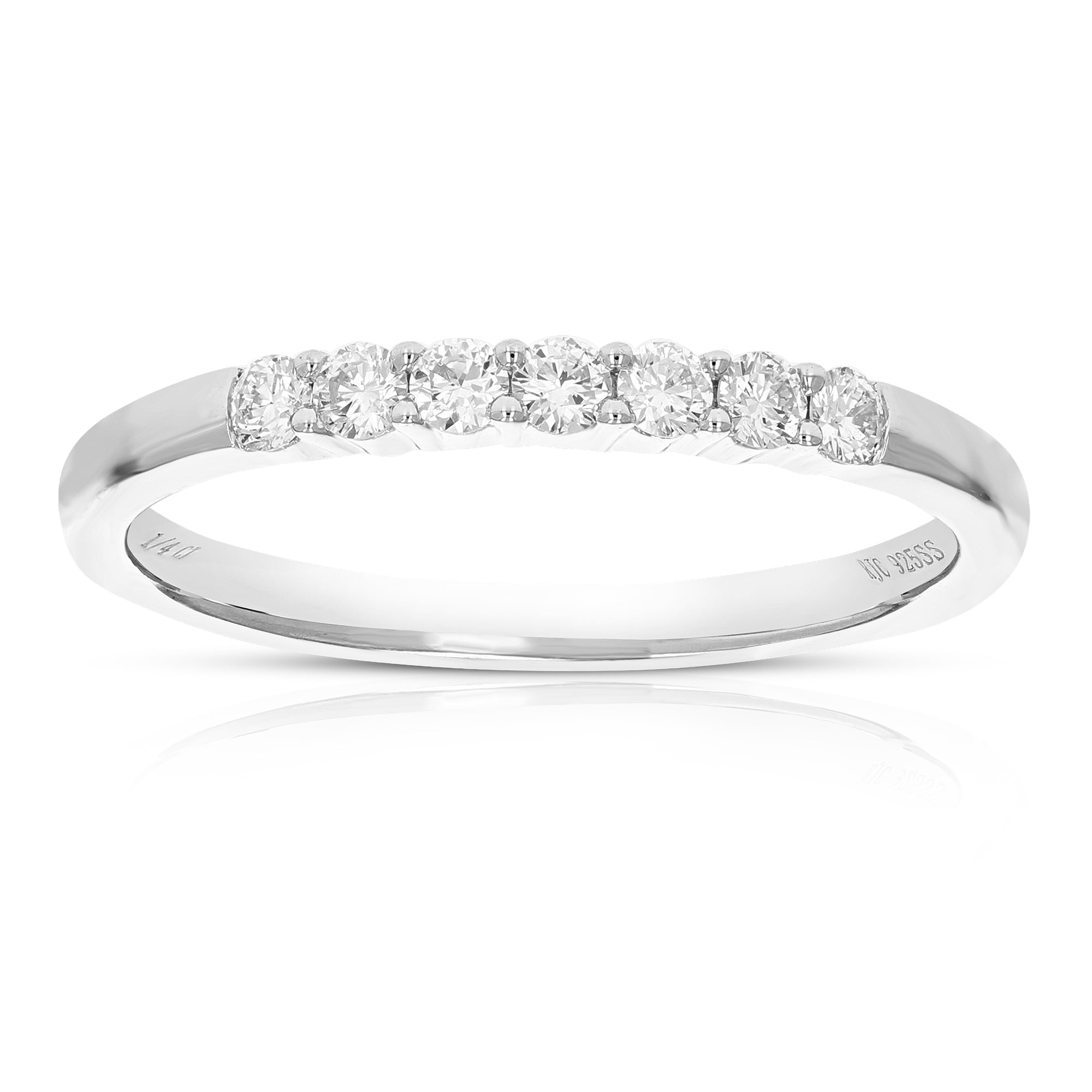 1/4 cttw Diamond Wedding Band for Women, Round Lab Grown Diamond Wedding Band in .925 Sterling Silver, Prong Setting, Size 6-8