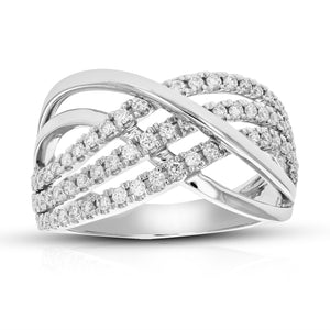 3/4 cttw Round Cut Lab Grown Diamond Wedding Band 73 Stones .925 Sterling Silver Prong Set