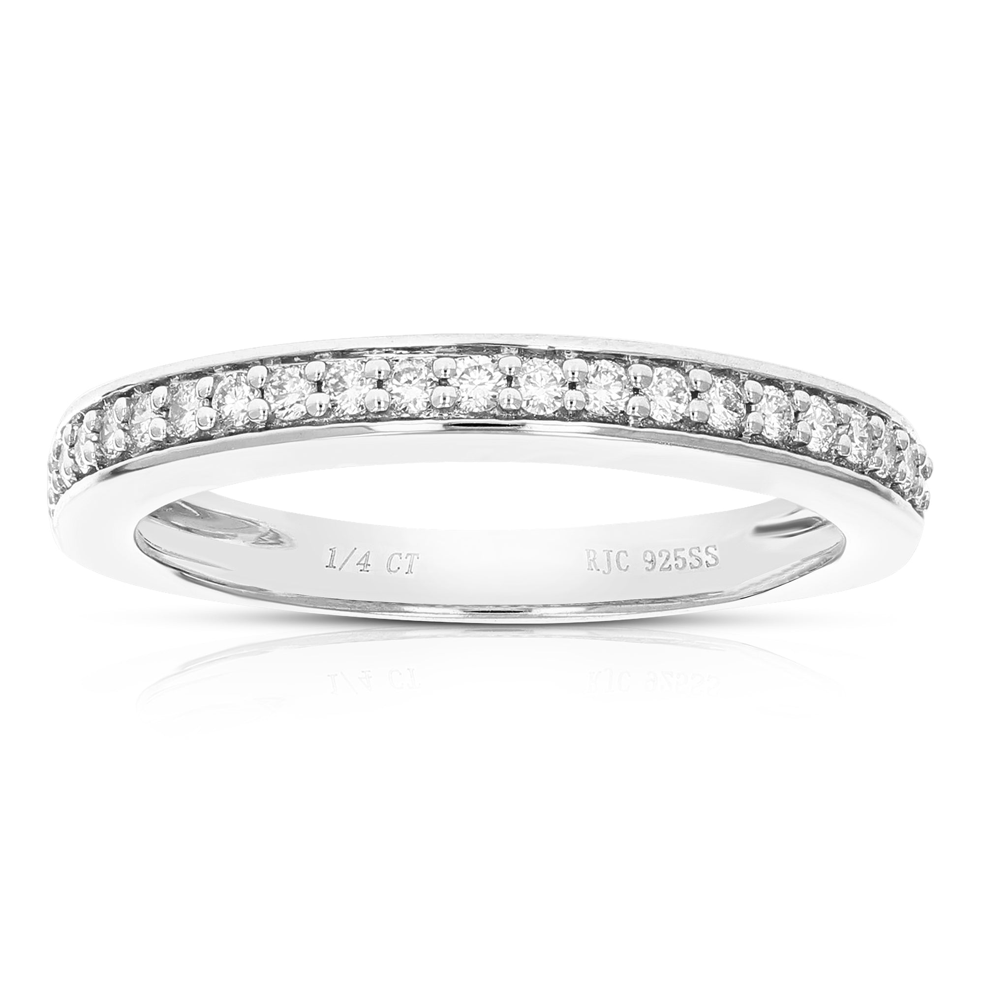 1/4 cttw Diamond Wedding Band for Women, Round Lab Grown Diamond Wedding Band in .925 Sterling Silver, Prong Setting, Size 6-8