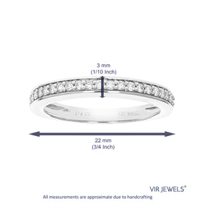 1/4 cttw Diamond Wedding Band for Women, Round Lab Grown Diamond Wedding Band in .925 Sterling Silver, Prong Setting, Size 6-8