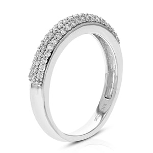 2/5 cttw Diamond Wedding Band for Women, Round Lab Grown Diamond Wedding Band in .925 Sterling Silver, Prong Setting, Size 6-8