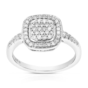 2/5 cttw Diamond Engagement Ring for Women, Round Lab Grown Diamond Ring in 0.925 Sterling Silver, Prong Setting, Size 6-8