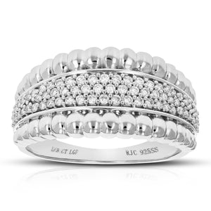 1/3 cttw Round Cut Lab Grown Diamond Wedding Band 67 Stones .925 Sterling Silver Prong Set