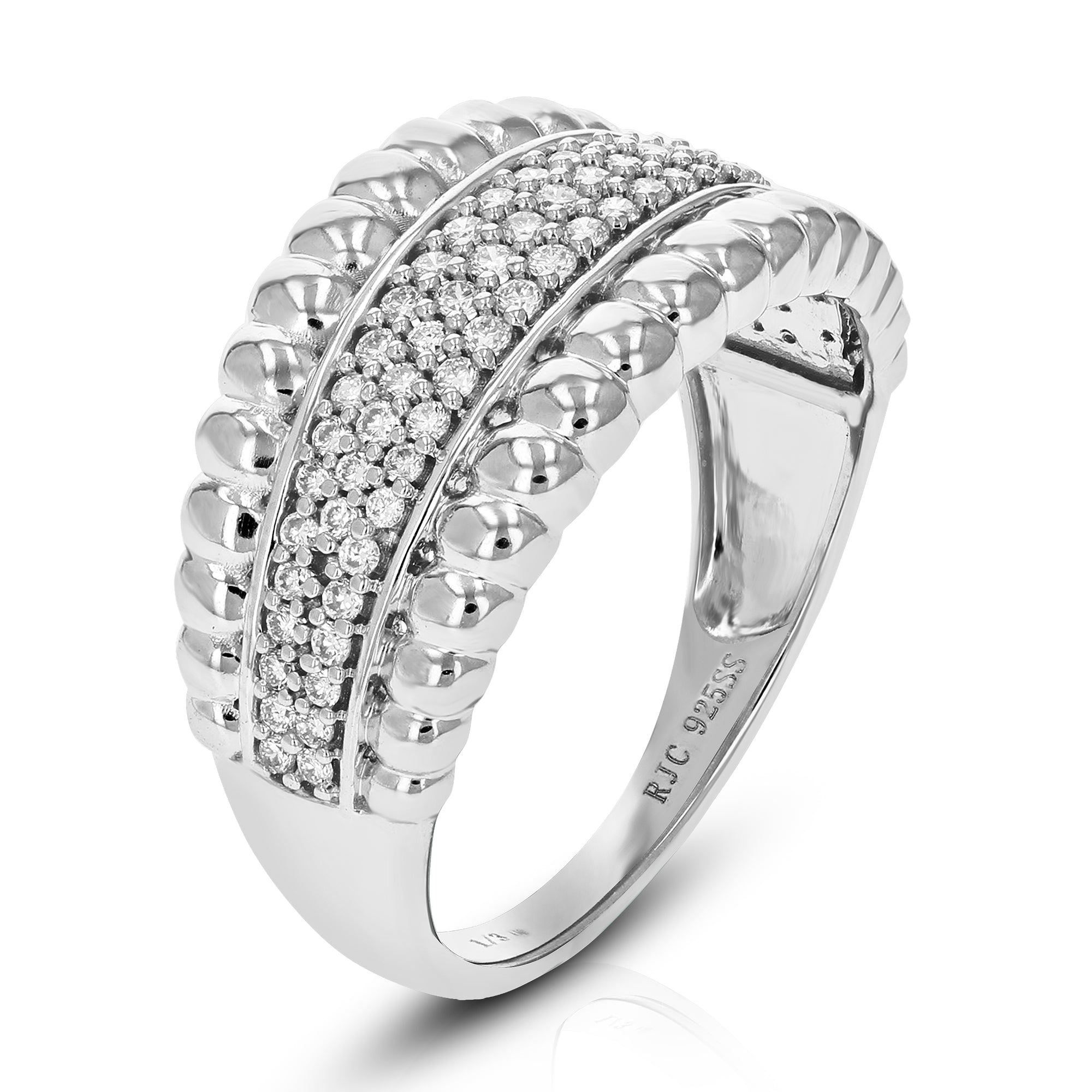 1/3 cttw Round Cut Lab Grown Diamond Wedding Band 67 Stones .925 Sterling Silver Prong Set