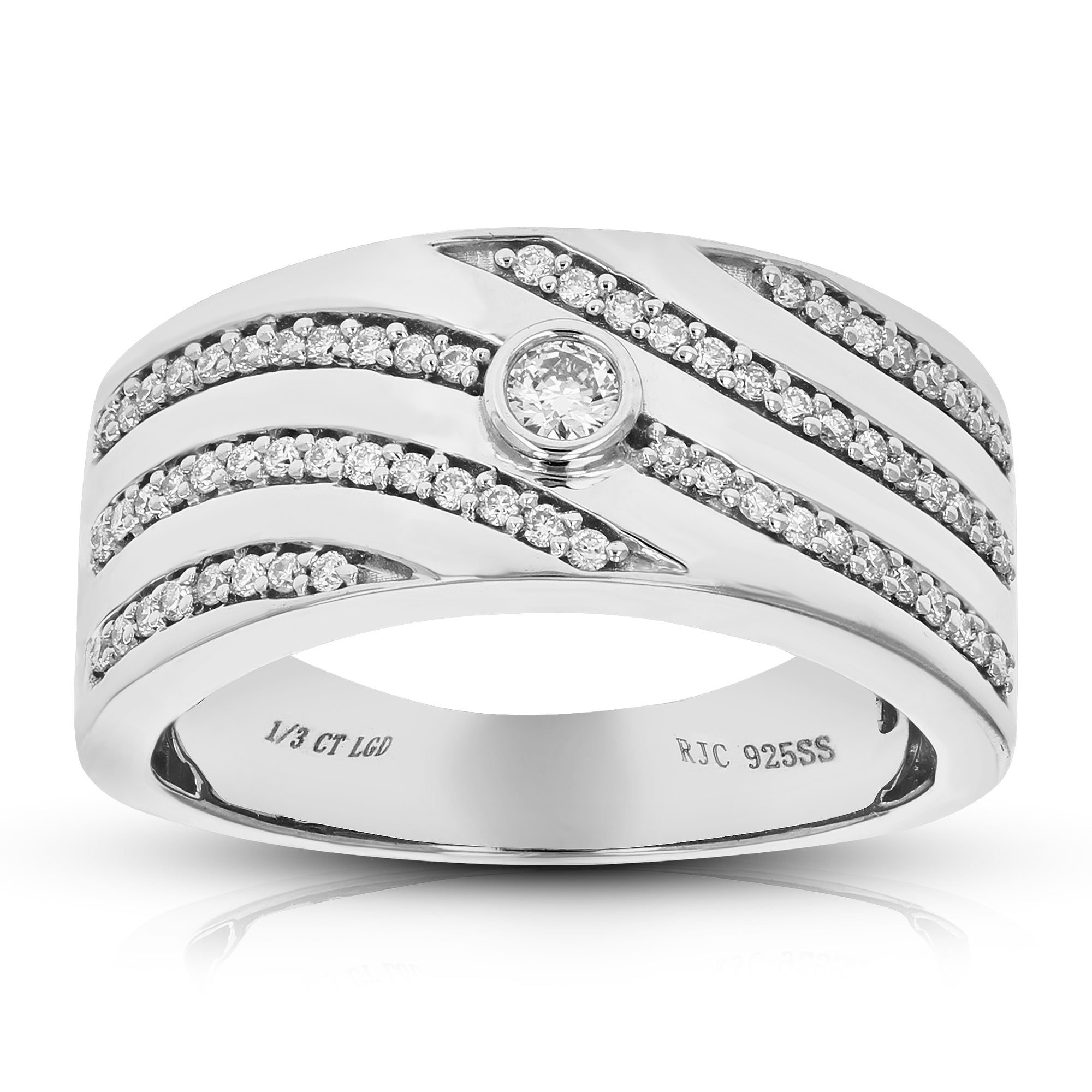 1/3 cttw 67 Stones Round Cut Lab Grown Diamond Wedding Band .925 Sterling Silver Prong Set