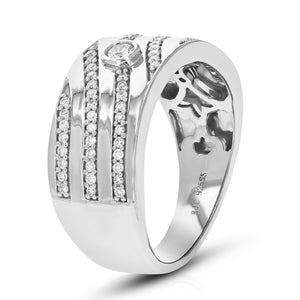 1/3 cttw 67 Stones Round Cut Lab Grown Diamond Wedding Band .925 Sterling Silver Prong Set