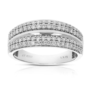 1/2 cttw Diamond Wedding Band for Women, Round Lab Grown Diamond Wedding Band in .925 Sterling Silver, Prong Setting, Size 6-8
