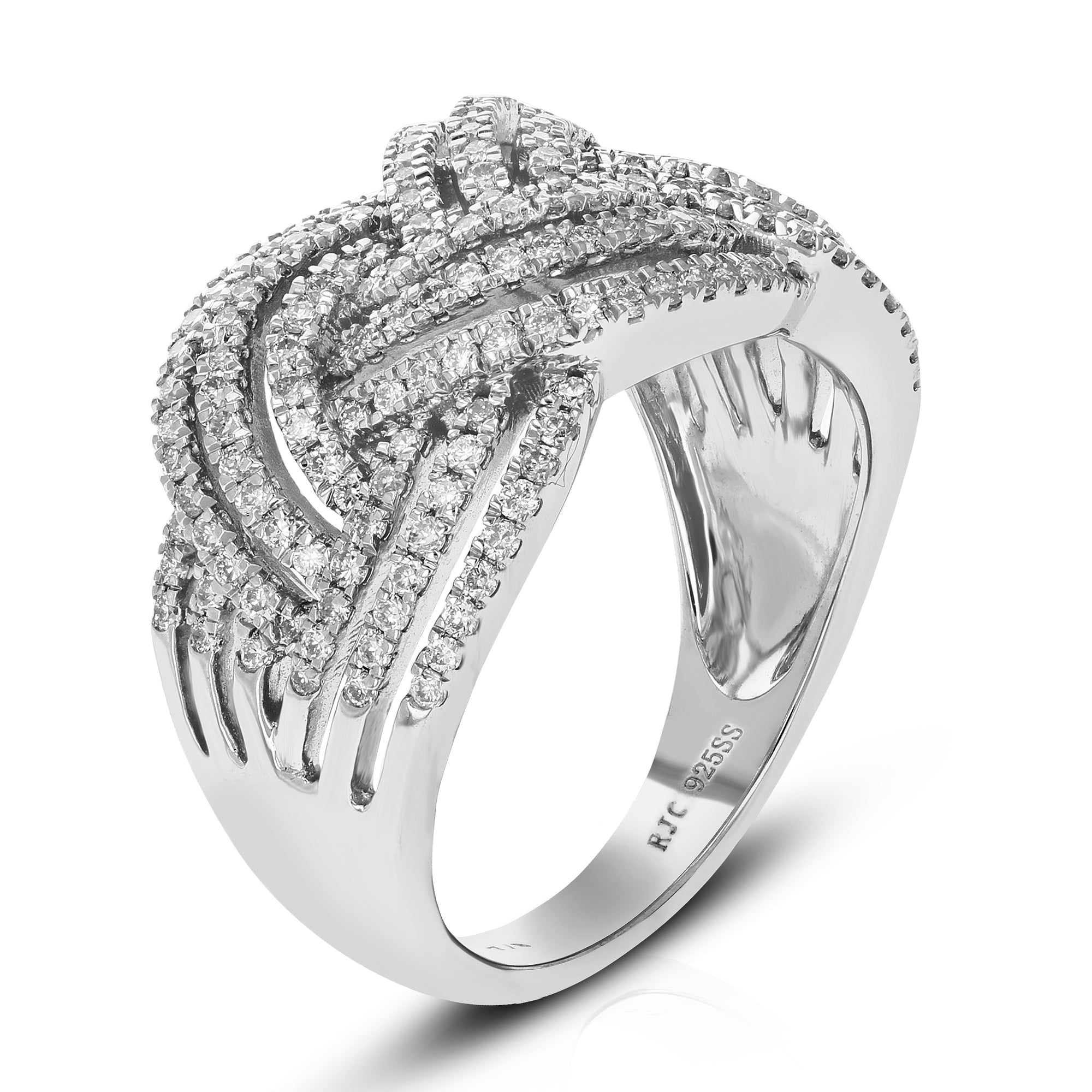 7/8 cttw Round Cut Lab Grown Diamond Wedding Band 183 Stones .925 Sterling Silver Prong Set