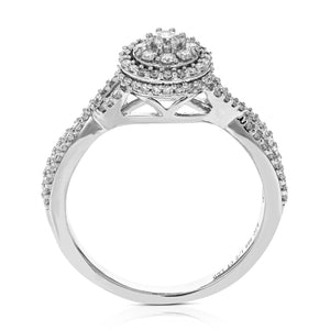 1/2 cttw Diamond Engagement Ring for Women, Round Lab Grown Diamond Engagement Ring in .925 Sterling Silver, Prong Setting