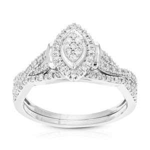 2/5 cttw Wedding Engagement Ring Bridal Set, Round Lab Grown Diamond Ring for Women in .925 Sterling Silver, Prong Setting, Size 6-8