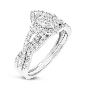 2/5 cttw Wedding Engagement Ring Bridal Set, Round Lab Grown Diamond Ring for Women in .925 Sterling Silver, Prong Setting, Size 6-8