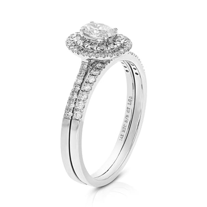 5/8 cttw Wedding Engagement Ring for Women, Round Lab Grown Engagement Ring in 14K White Gold, Prong Set