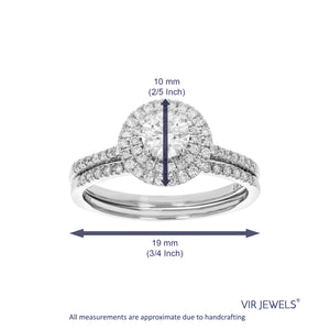 3/4 cttw Round Lab Grown Diamond Bridal Set 74 Stones 14K White Gold Prong Set 3/4 Inch