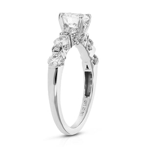 1.50 cttw Round Lab Grown Diamond Engagement Ring 25 Stones 14K White Gold Prong Set 3/4 Inch