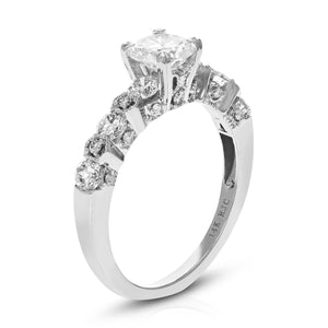 1.50 cttw Round Lab Grown Diamond Engagement Ring 25 Stones 14K White Gold Prong Set 3/4 Inch