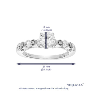 1.50 cttw Round Lab Grown Diamond Engagement Ring 25 Stones 14K White Gold Prong Set 3/4 Inch