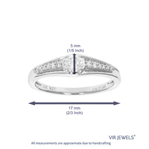 3/4 cttw Round Lab Grown Diamond Engagement Ring 14 Stones 14K White Gold Prong Set 2/3 Inch