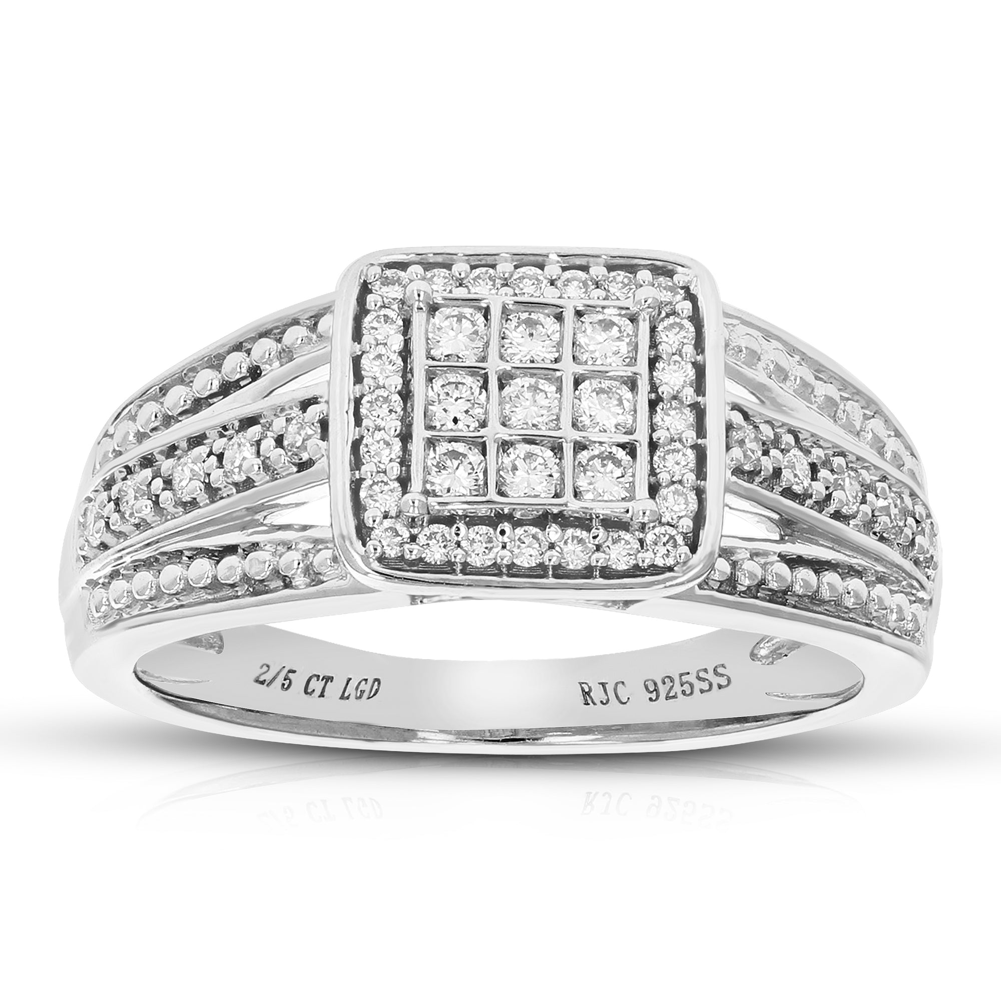 2/5 cttw Round Cut Lab Grown Diamond Bridal Set 55 Stones .925 Sterling Silver Prong Set Size 7