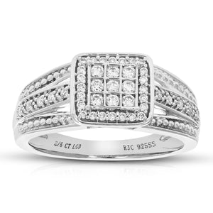 2/5 cttw Round Cut Lab Grown Diamond Bridal Set 55 Stones .925 Sterling Silver Prong Set Size 7