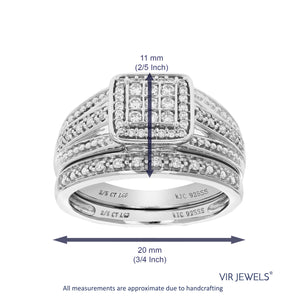 2/5 cttw Round Cut Lab Grown Diamond Bridal Set 55 Stones .925 Sterling Silver Prong Set Size 7