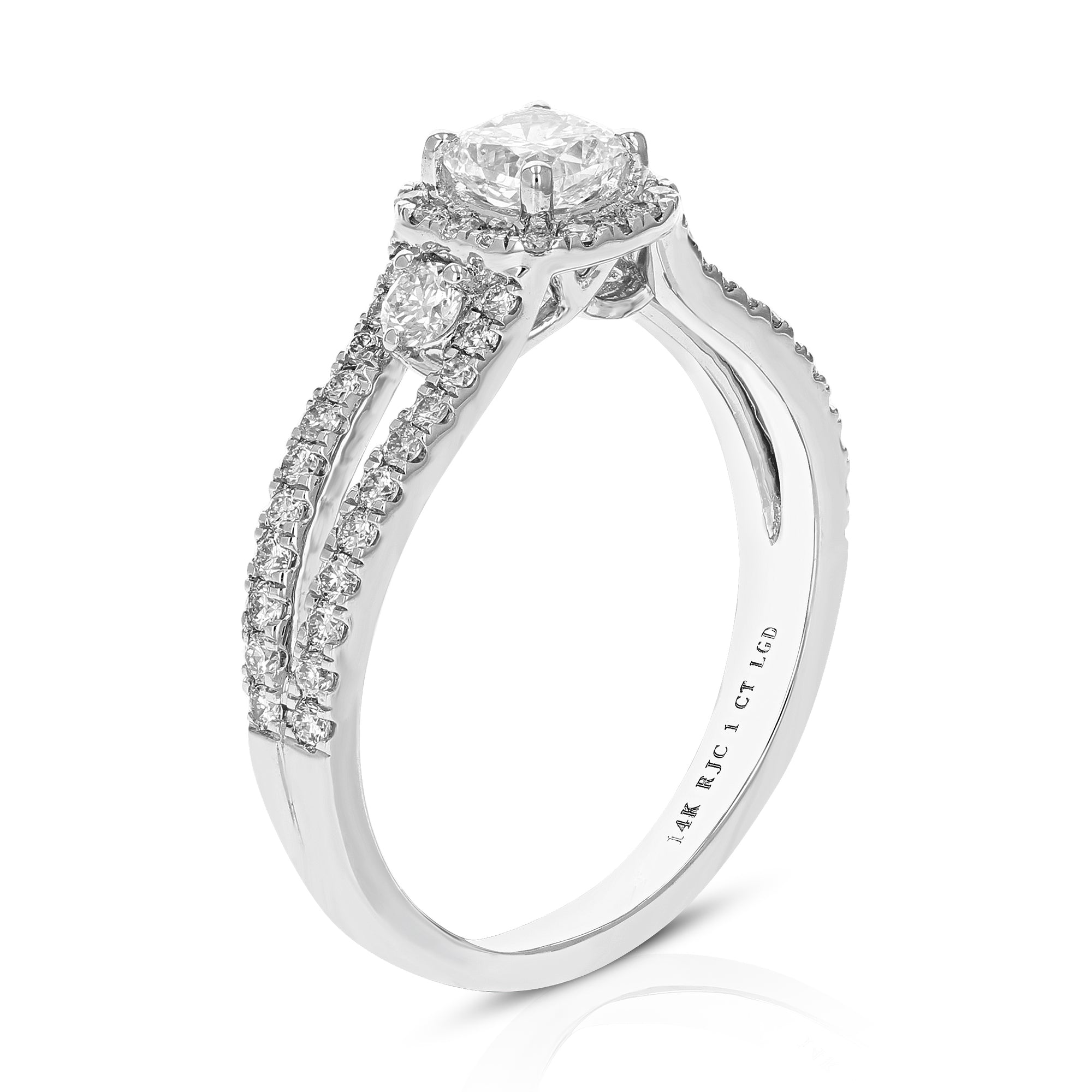 1 cttw Wedding Engagement Ring for Women, Round Lab Grown Diamond Ring in 14K White Gold, Prong Setting
