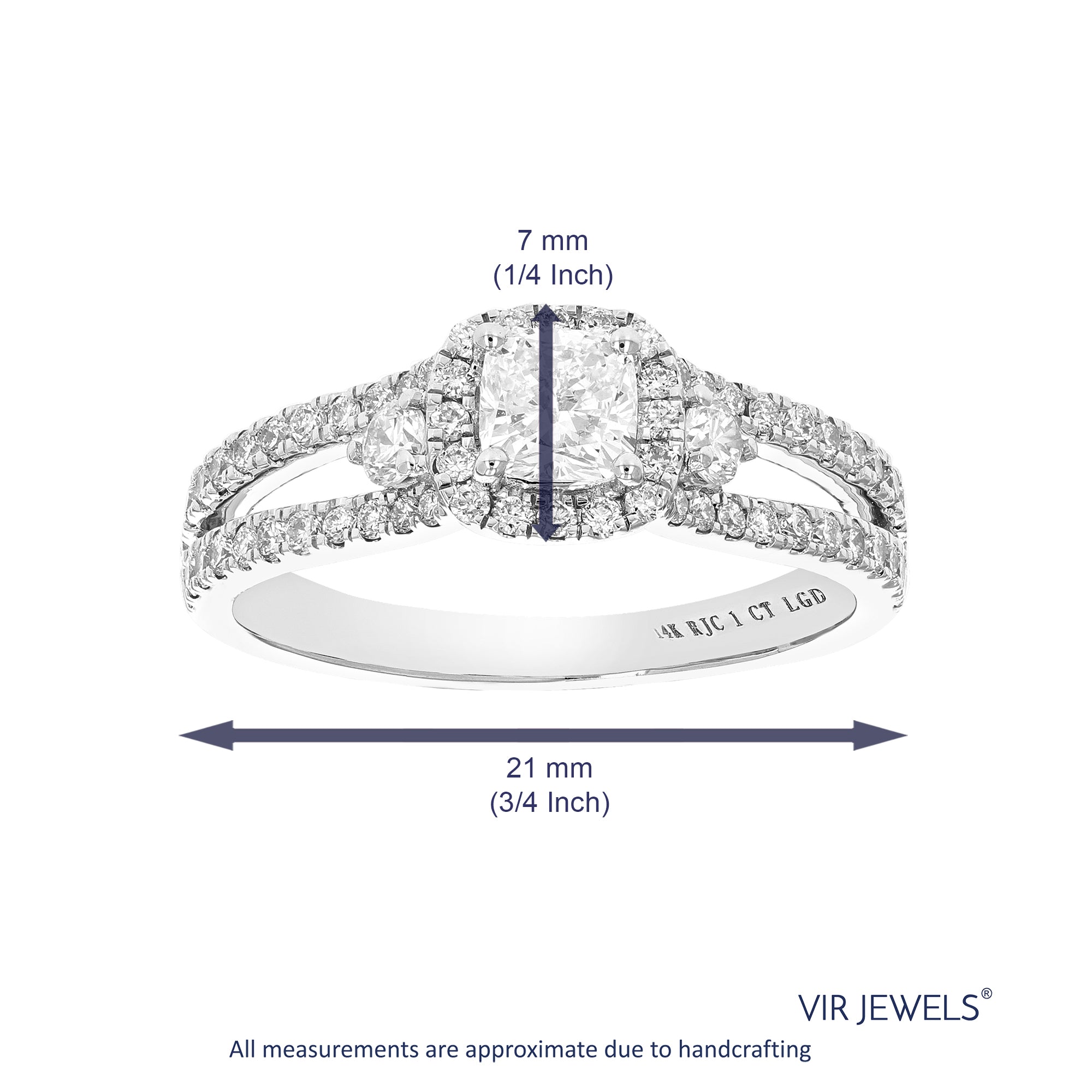 1 cttw Wedding Engagement Ring for Women, Round Lab Grown Diamond Ring in 14K White Gold, Prong Setting