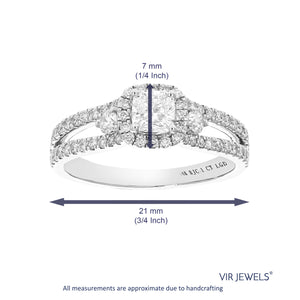 1 cttw Wedding Engagement Ring for Women, Round Lab Grown Diamond Ring in 14K White Gold, Prong Setting
