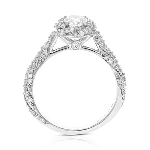 1 cttw Wedding Engagement Ring for Women, Round Lab Grown Diamond Ring in 14K White Gold, Prong Setting