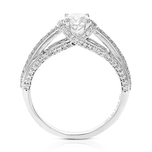 1 cttw Wedding Engagement Ring for Women, Round Lab Grown Diamond Ring in 14K White Gold, Prong Setting