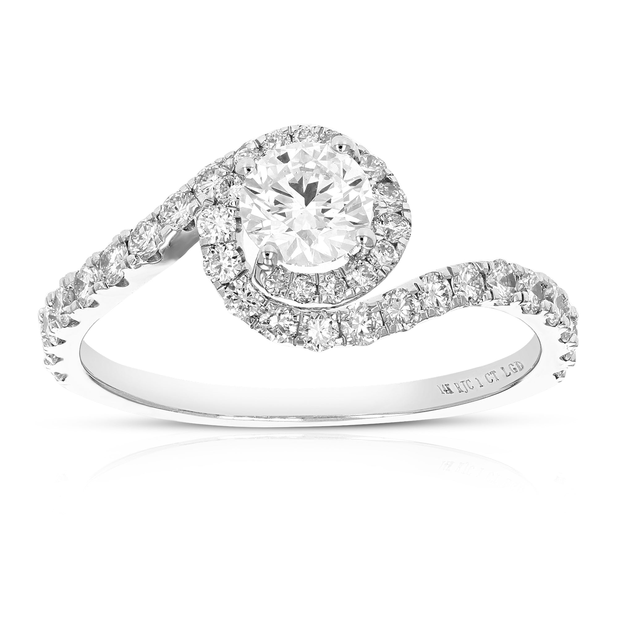 1 cttw Wedding Engagement Ring for Women, Round Lab Grown Diamond Ring in 14K White Gold, Prong Setting