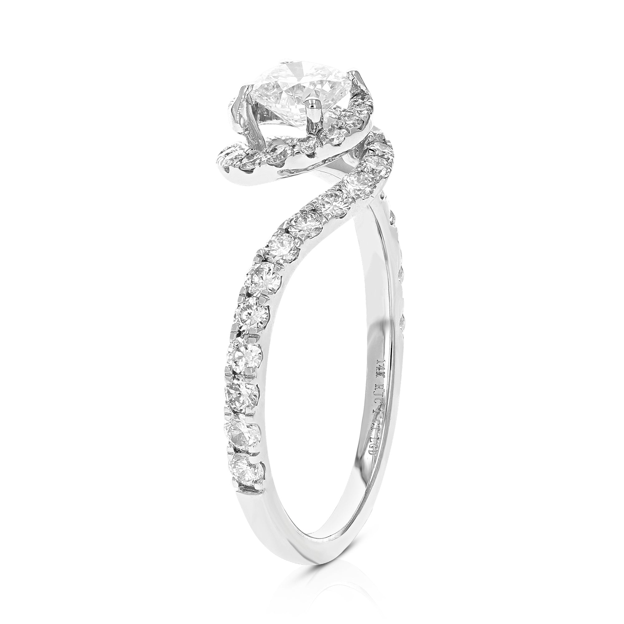 1 cttw Wedding Engagement Ring for Women, Round Lab Grown Diamond Ring in 14K White Gold, Prong Setting