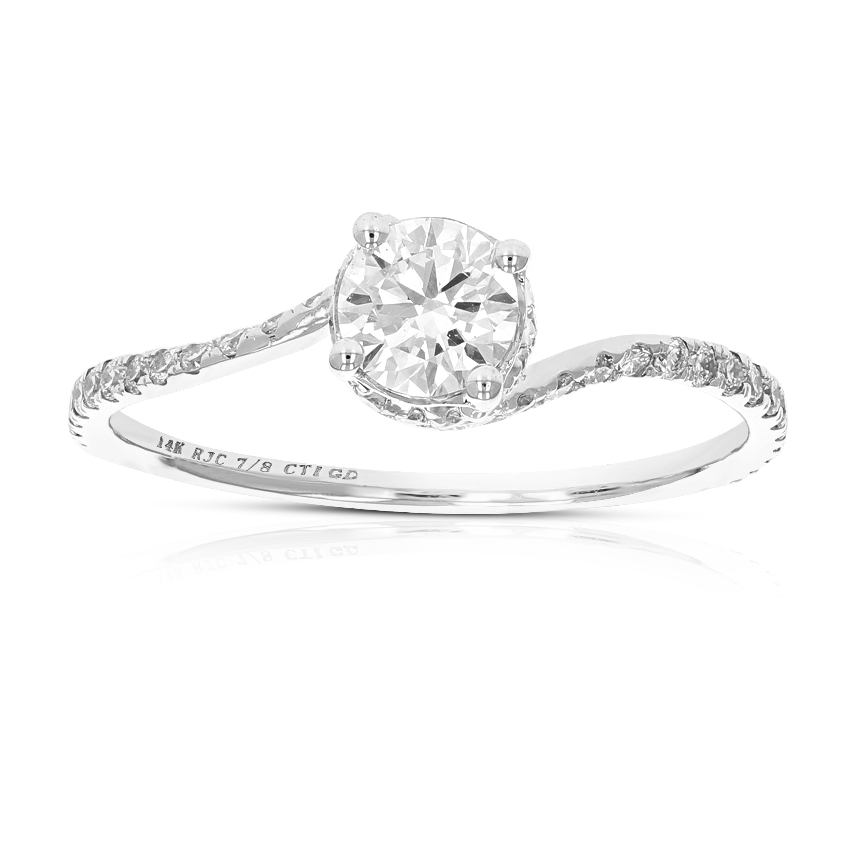 7/8 cttw Lab Grown Diamond Engagement Ring in 14K White Gold